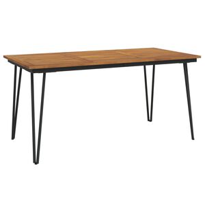 vidaXL Garden Table Brown, Black Solid acacia wood, powder-coated metal