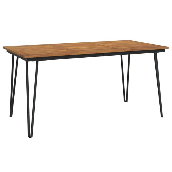 vidaXL Garden Table Brown, Black Solid acacia wood, powder-coated metal