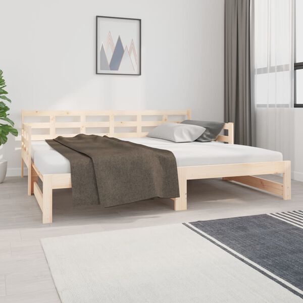 vidaXL Pull-out Day Bed Natural wood Solid Pine Wood