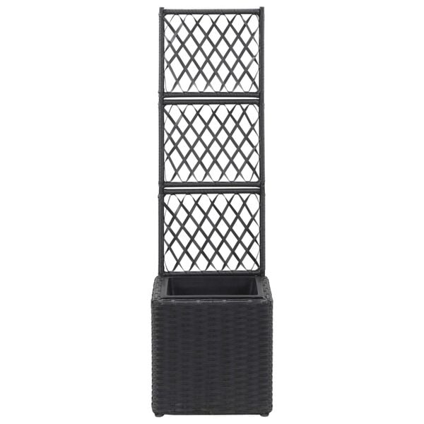 vidaXL Raised Bed Black Poly Rattan, Plastic 11.8 x 11.8 x 42.1 in