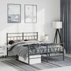vidaXL Metal Bed Frame Black Powder-Coated Steel King Size