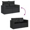 vidaXL Garden Sofa Black PE Rattan, Powder-Coated Steel 2-seater Modular