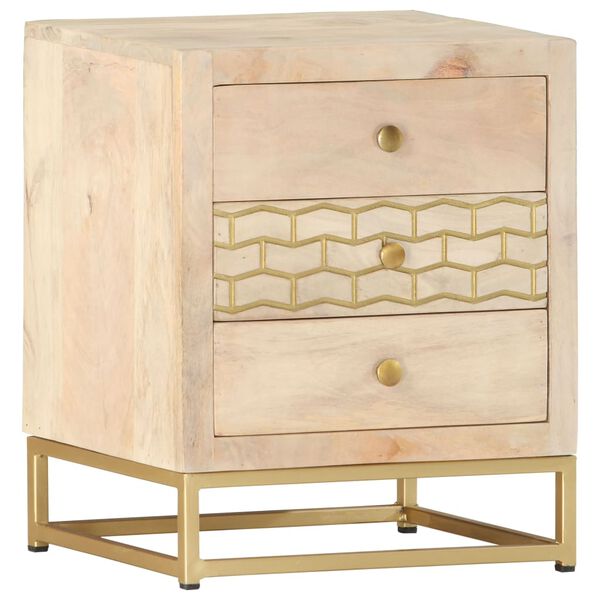 vidaXL Bedside Cabinet Natural and gold