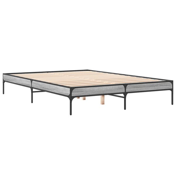 vidaXL Bed Frame Gray Sonoma Engineered Wood and Metal King Durable