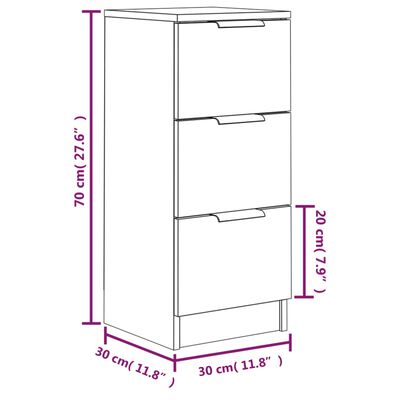 vidaXL Sideboards 2 pcs Sonoma Oak 11.8"x11.8"x27.6" Engineered Wood