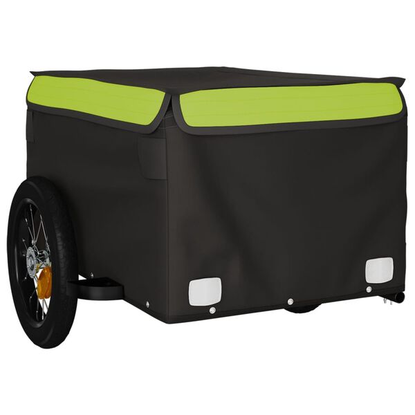vidaXL Bike Trailer Black and Green 66.1 lb Iron