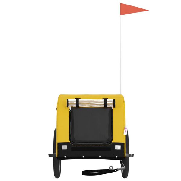 vidaXL Pet Bike Trailer Yellow and Black Oxford Fabric, Iron, PVC Small