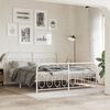 vidaXL Bed Frame White Steel Full Bed Frame Rectangular Modern