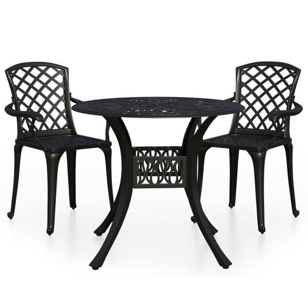 vidaXL Bistro Set Black Cast aluminum Medium Industrial Bistro Set