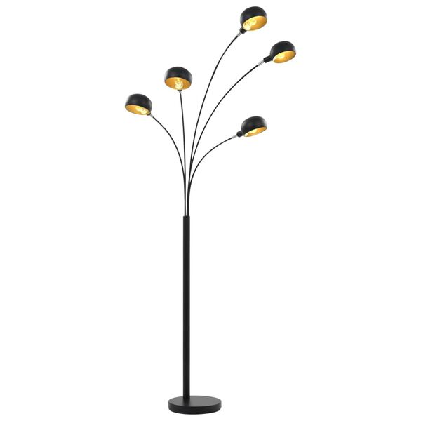 vidaXL Stand Lamp Black and Gold Steel, Gold foil Extra Tall