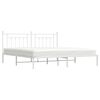 vidaXL Bed Frame White Steel Double Bed Frame Rectangular Industrial