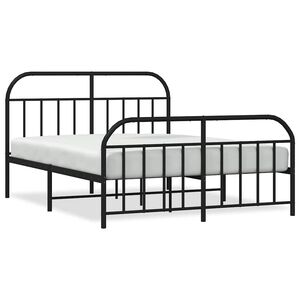 vidaXL Bed Frame Black Powder-Coated Steel Large Bed Frame Rectangular