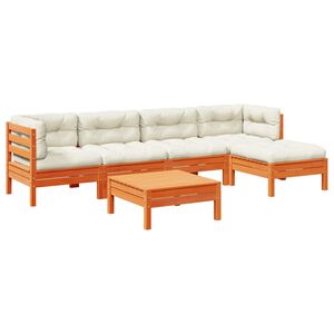 vidaXL Garden Sofa Set Wax Brown Solid Pine Wood, Oxford Fabric Large