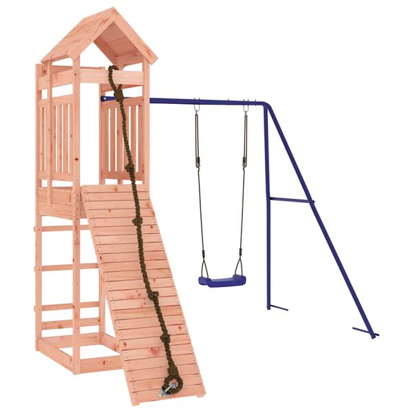 vidaXL Outdoor Playset Natural Wood, Blue Solid Douglas Fir wood