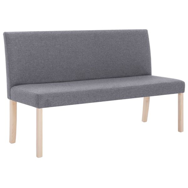 vidaXL Bench Light Grey Polyester fabric, Solid pine wood Medium Durable