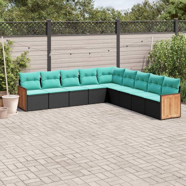 vidaXL Patio Sofa Set Black, Blue