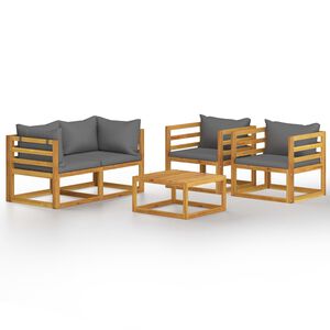 vidaXL Garden Lounge Set Dark grey cushions, wood frame