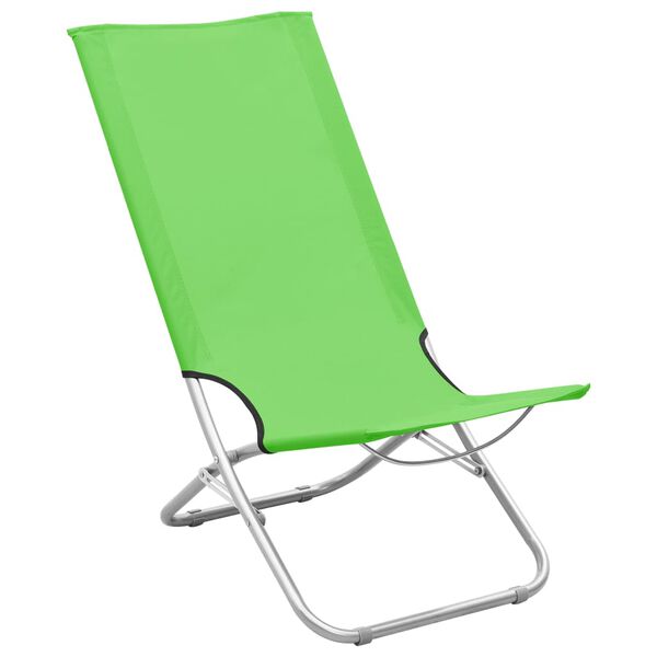 vidaXL Beach Chair Set of 2 Green Oxford fabric with PE coating, steel