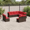 vidaXL 11 Piece Patio Sofa Set with Cushions Brown Poly Rattan