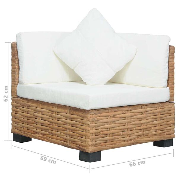 vidaXL Corner Sofa Brown Natural Rattan Medium Sturdy Corner Sofa