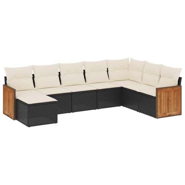 vidaXL Garden Sofa Set Black, Cream White