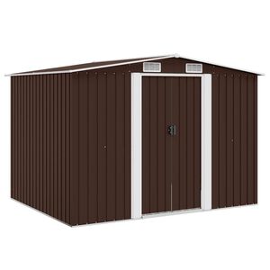 vidaXL Garden Shed Brown Galvanized Steel Large Garden Shed