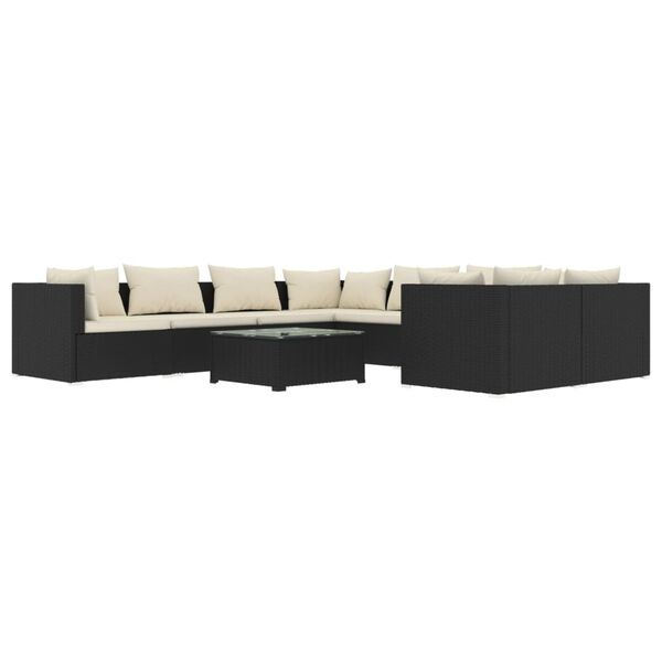 vidaXL Garden Lounge Set Black, Cream