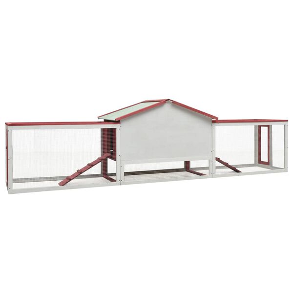 vidaXL Rabbit Hutch Red and white