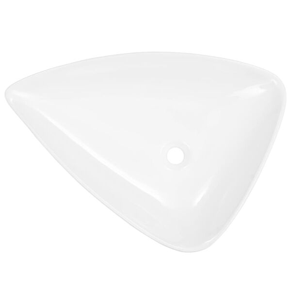 vidaXL Basin Ceramic White Triangle 25.4"x17.9"x4.5"