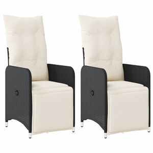 vidaXL Reclining Garden Chair Set of 2 Black, Cream White