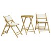 vidaXL Bistro Set Cream White Bamboo, Polyester, Foam, Cotton fiber Medium