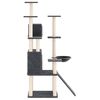 vidaXL Cat Tree Dark Grey Engineered wood, plush, sisal 60.6 in Modular