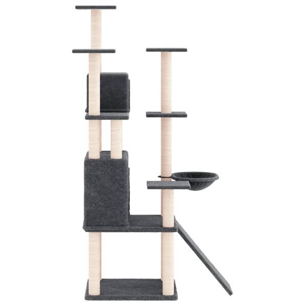 vidaXL Cat Tree Dark Grey Engineered wood, plush, sisal 60.6 in Modular