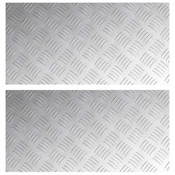 vidaXL Stair Tread Rectangular 2 pcs Silver 23.62 x 11.81 in Aluminium