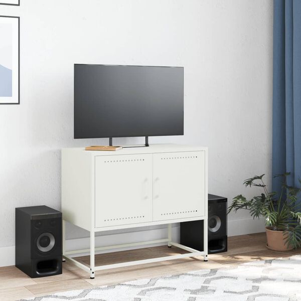 vidaXL TV Cabinet White Steel 27.0 x 15.4 x 23.8 in TV Cabinet