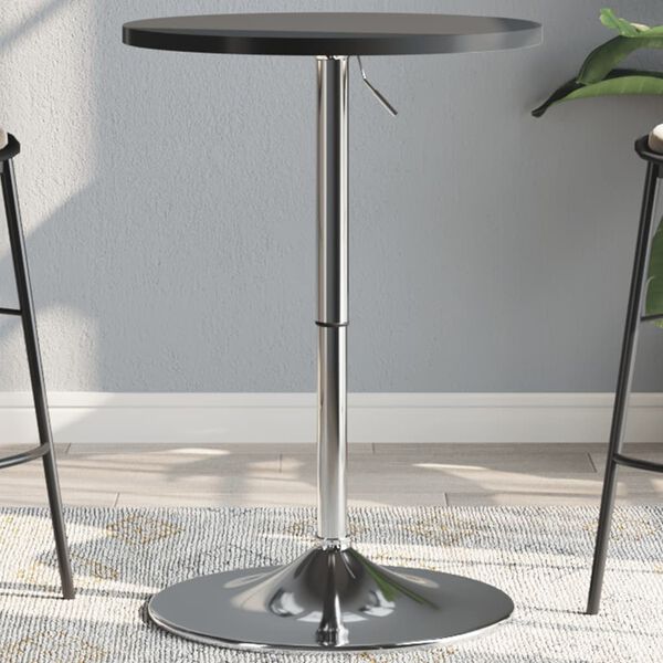 vidaXL Bar Table Black Engineered wood, Chrome steel Small