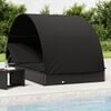 vidaXL Sunbed Black PE rattan, powder-coated steel, fabric (100% polyester)