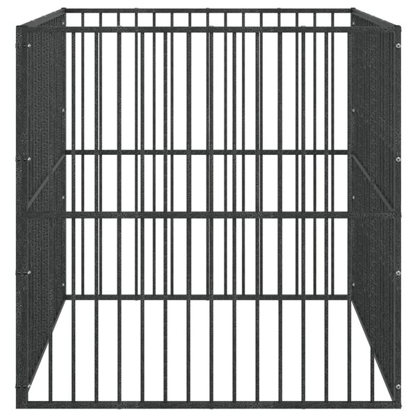 vidaXL Dog Playpen Black Galvanized Steel 39.4 in x 39.4 in x 39.4 in