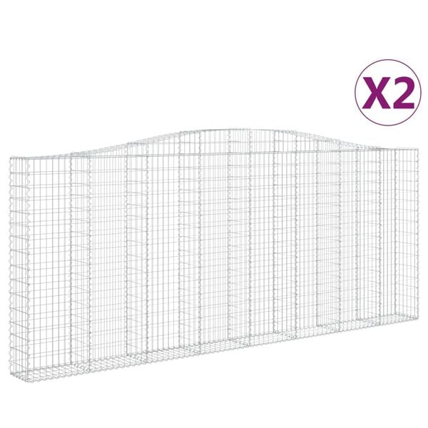 vidaXL Arched Gabion Baskets 2 pcs 157.5x11.8x160/180" Galvanised Iron