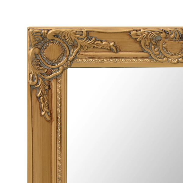 vidaXL Wall Mirror Gold Wood, glass, engineered wood 19.7 x 23.6 in