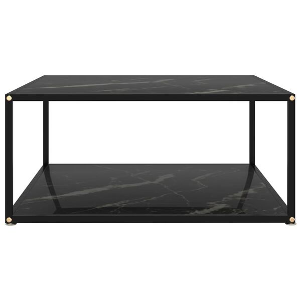 vidaXL Coffee Table Black Tempered glass, powder-coated steel