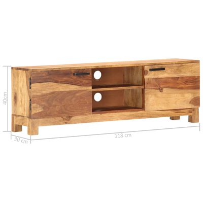 vidaXL TV Cabinet White 46.5"x11.8"x15.7" Solid Sheesham Wood