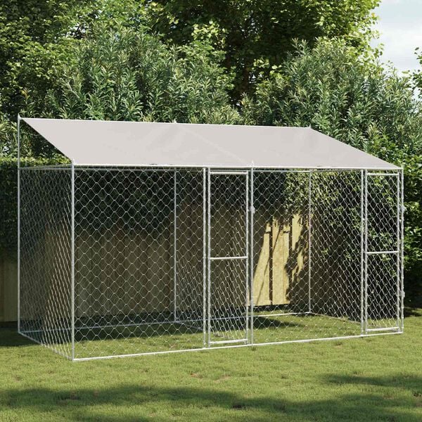 vidaXL Dog Cage Silver 400 x 200 x 256 cm Galvanised Steel
