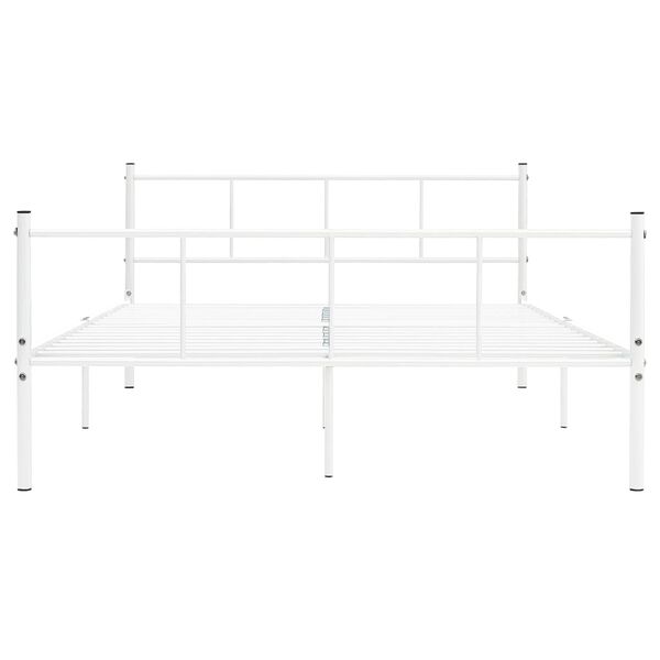 vidaXL Bed Frame White Metal 47.2 x 78.7 in Durable Bed Frame