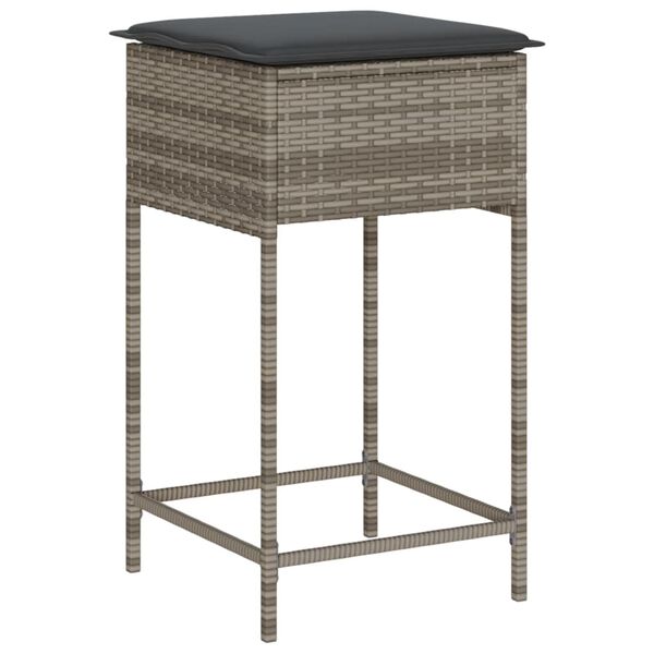 vidaXL Garden Bar Set Grey Poly Rattan Medium Removable Covers