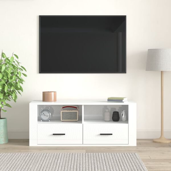 vidaXL TV Cabinet High gloss white Engineered wood Compact TV Cabinet
