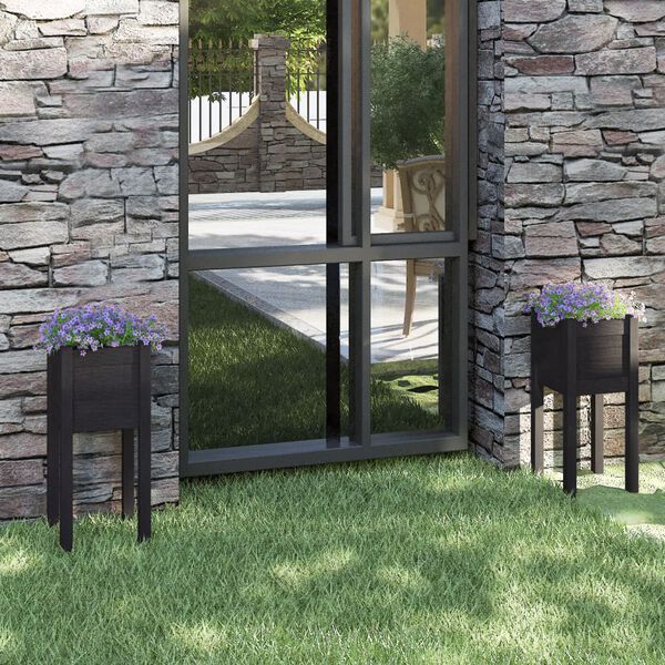 vidaXL Planter Set of 2 Black Solid pinewood Medium Durable