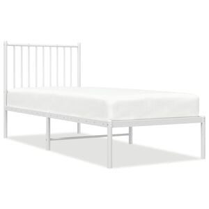 vidaXL Bed Frame White Steel Small Single Bed Frame Rectangular