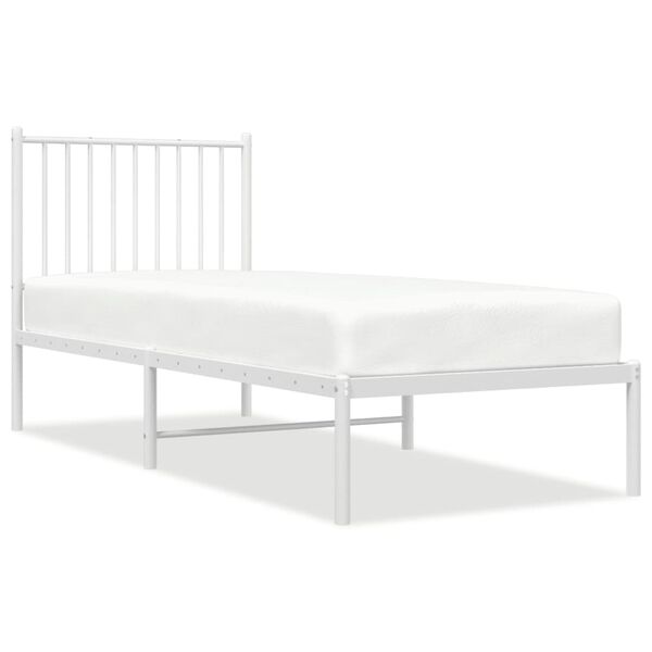 vidaXL Bed Frame White Steel Small Single Bed Frame Rectangular
