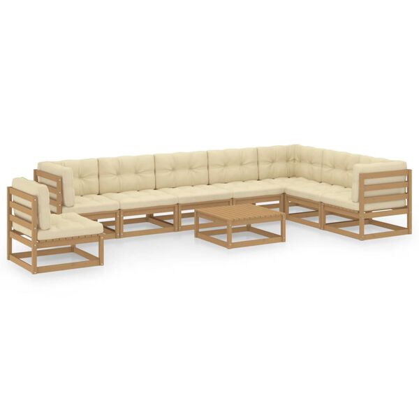 vidaXL Garden Lounge Set Honey Brown, Cream
